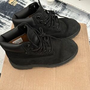 Black Canvas Lace-Up Boots with Padded Ankle
